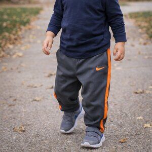 Nike Toddler Gray and Orange Athletic Pants (Size 2T)